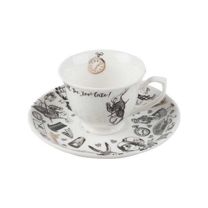 Alice in Wonderland Espresso Cup & Saucer: "Oh dear! Oh dear! I shall be too late!"