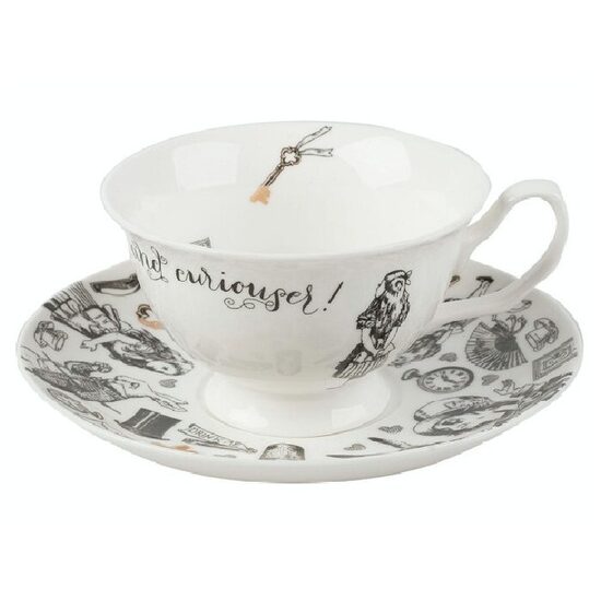 Alice in Wonderland Cup & Saucer: "Curiouser and curiouser!" 