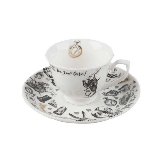 Alice in Wonderland Espresso Cup & Saucer: "Oh dear! Oh dear! I shall be too late!"